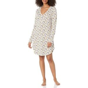 Cosabella‎ Christmas Holiday Multi Lights Sleepshirt V-Neck Button Up M White